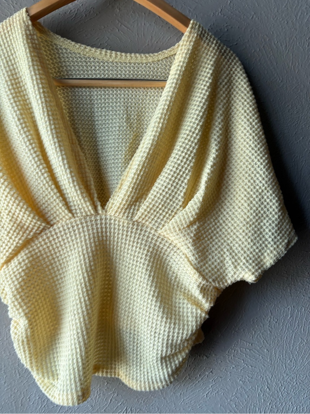 Light Yellow Textured V-Neck Women’s Sweater